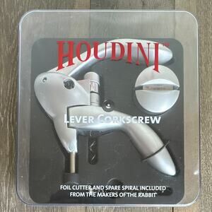 Houdini Lever Corkscrew Wine Opener Set Silver
